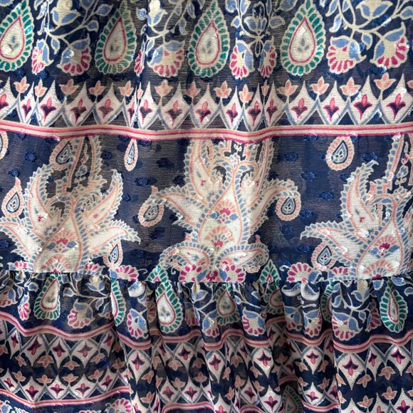 Eliza J Boho Maxi Cover-Up Dress with Paisley Print Size 14 Sheer Casual Beach - Picture 16 of 16